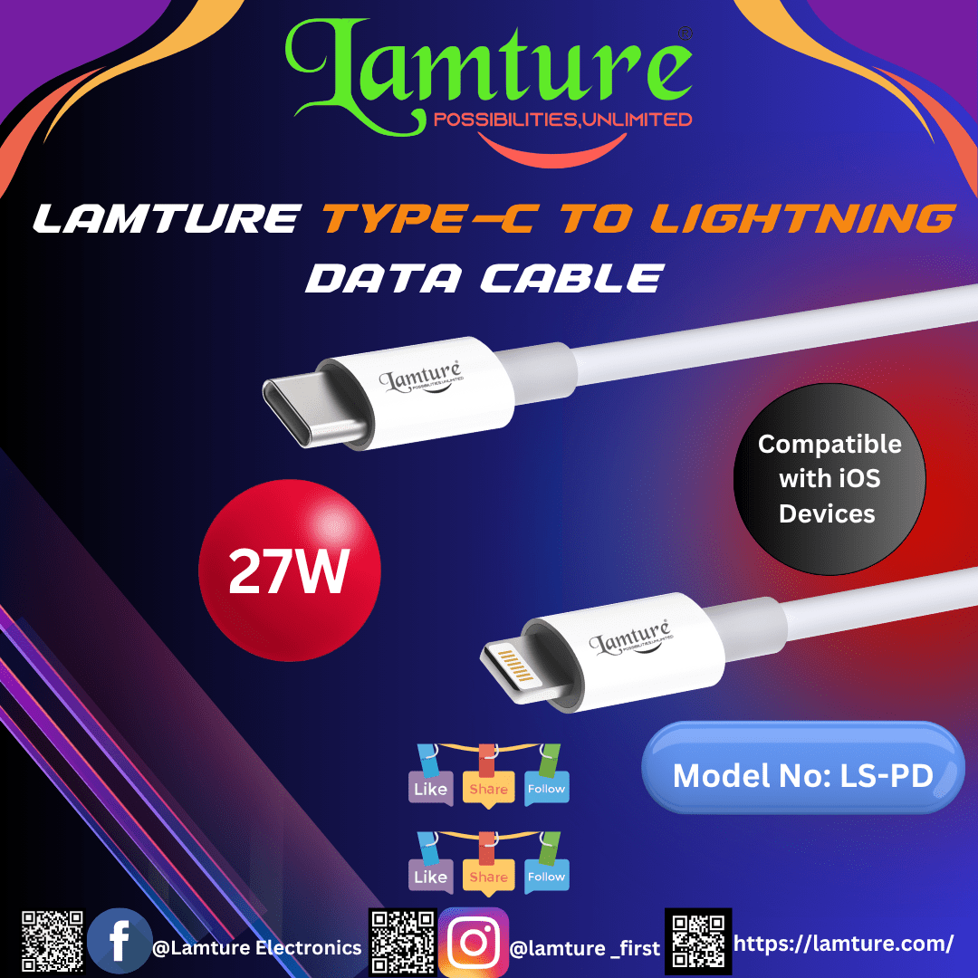 Lamture 27W Fast Type-C to Lightning Cable – Quick iPhone Charging & Data Sync