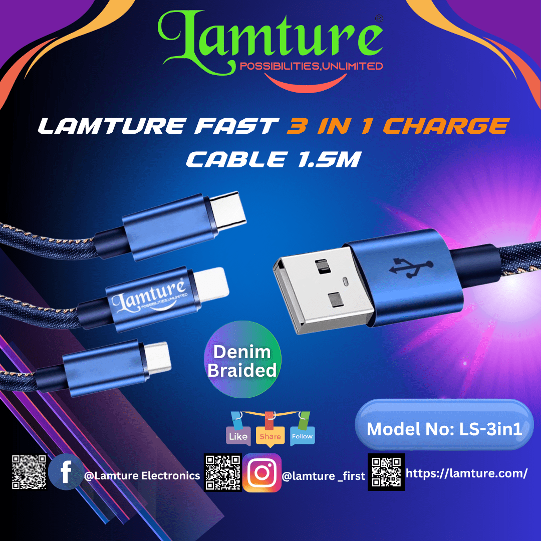 Lamture 3.0A 3 in 1 Fast Charging Cable