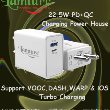 Lamture Turbo Fast 22.5 W PD 3.0 + QC 3.0 Mobile Charger