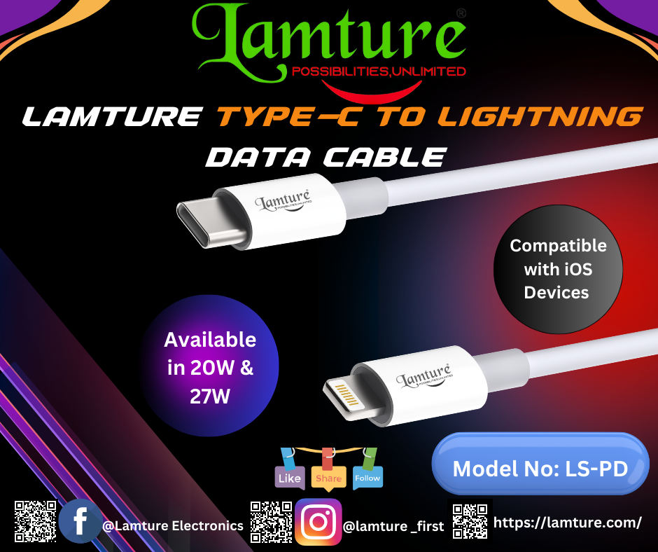 Lamture Type-C to Lightning Data Cable. Type c to Lightning connector