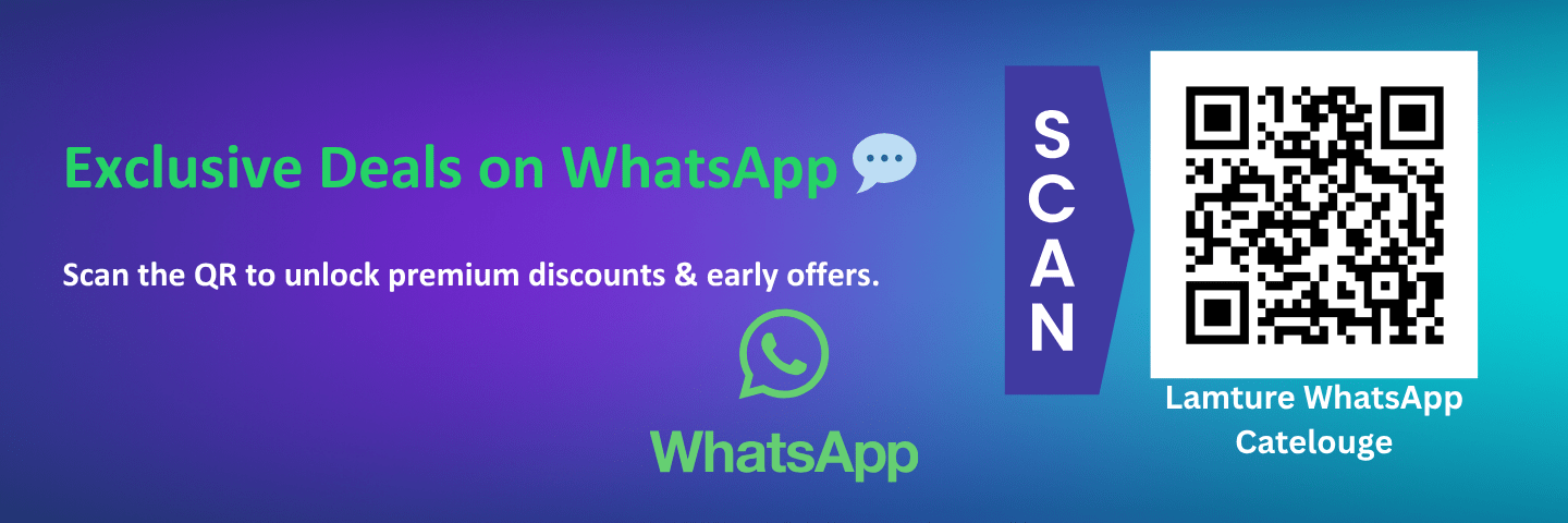 QR code for accessing exclusive product offers from Lamture via WhatsApp.